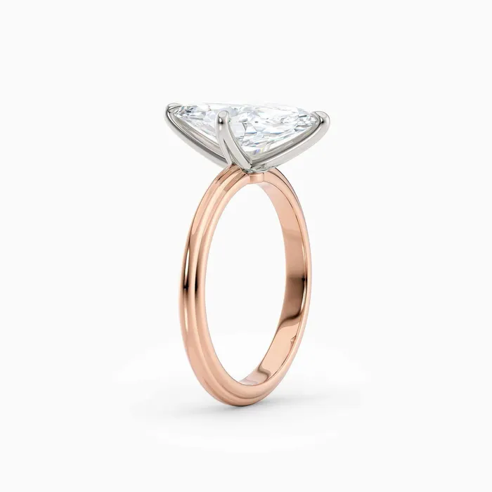 Honey Jewelry Co Rings Abby Marquise Solitaire Tapered Band Engagement Ring