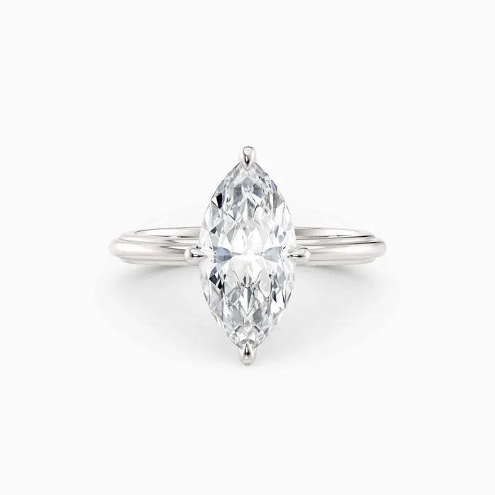 Honey Jewelry Co Rings Abby Marquise Solitaire Tapered Band Engagement Ring