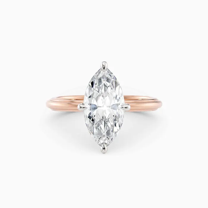 Honey Jewelry Co Rings Abby Marquise Solitaire Tapered Band Engagement Ring