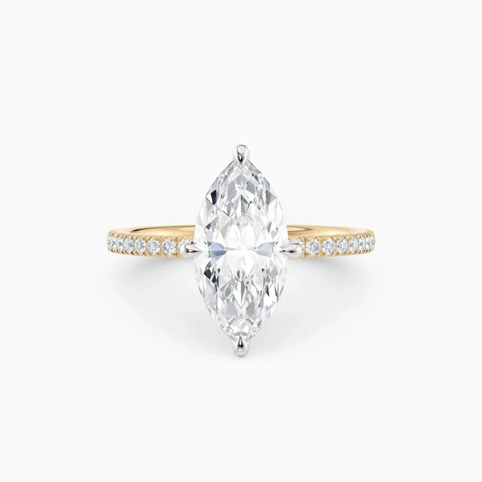 Honey Jewelry Co Rings Sarah Marquise Solitaire Engagement Ring with Pave Band Honey Jewelry Co Rings Sarah Marquise Solitaire Engagement Ring with Pave Band