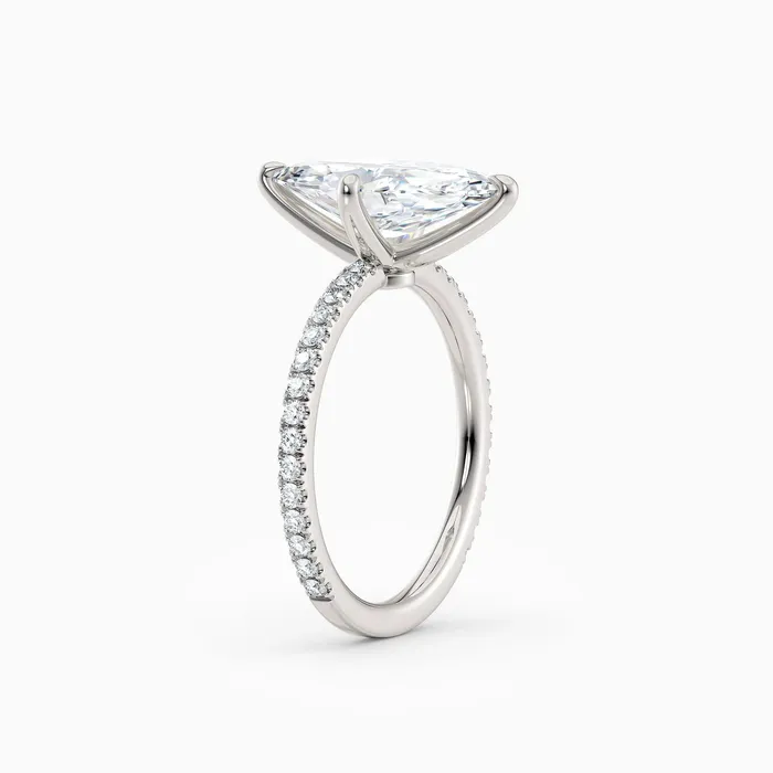 Honey Jewelry Co Rings Sarah Marquise Solitaire Engagement Ring with Pave Band