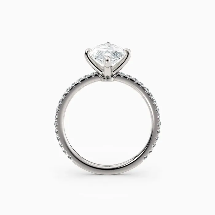Honey Jewelry Co Rings Sarah Marquise Solitaire Engagement Ring with Pave Band