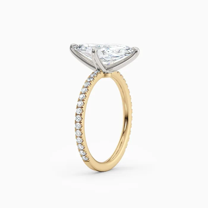 Honey Jewelry Co Rings Sarah Marquise Solitaire Engagement Ring with Pave Band