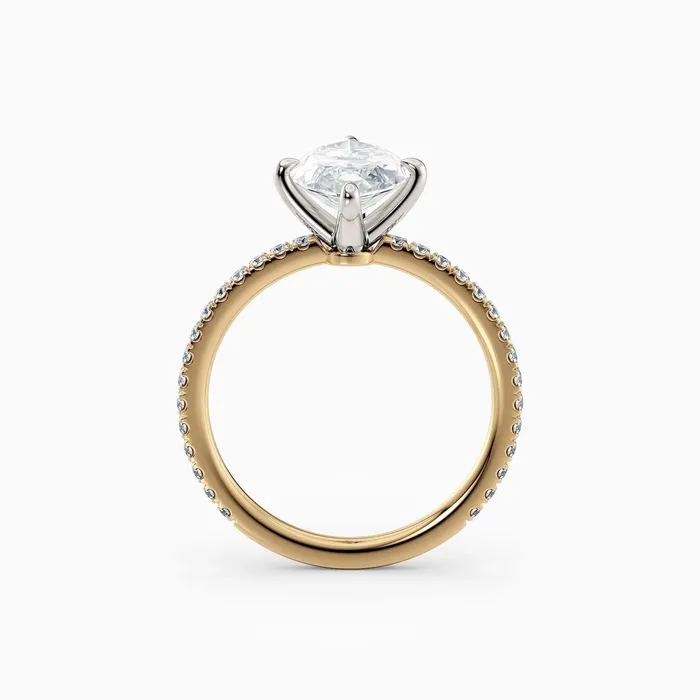 Honey Jewelry Co Rings Sarah Marquise Solitaire Engagement Ring with Pave Band