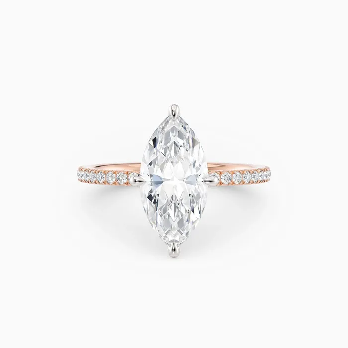 Honey Jewelry Co Rings Sarah Marquise Solitaire Engagement Ring with Pave Band