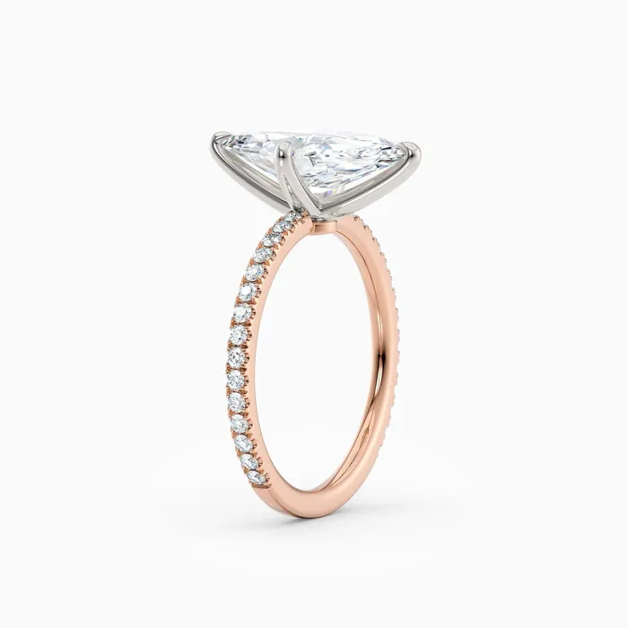 Honey Jewelry Co Rings Sarah Marquise Solitaire Engagement Ring with Pave Band