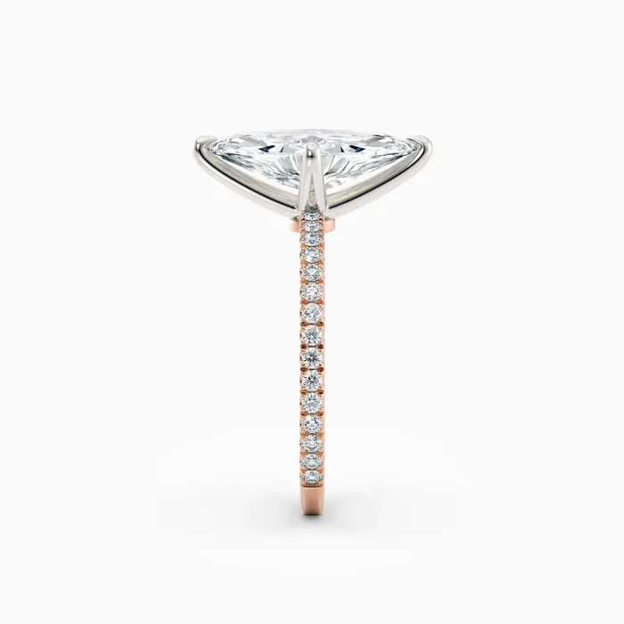 Honey Jewelry Co Rings Sarah Marquise Solitaire Engagement Ring with Pave Band