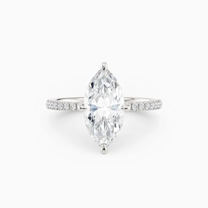 Honey Jewelry Co Rings Sarah Marquise Solitaire Engagement Ring with Pave Band