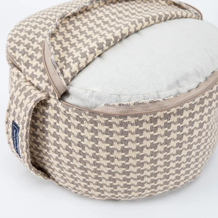 Houndstooth Beige Buckwheat Hull Zafu COVER ONLY DharmaCrafts Earrings