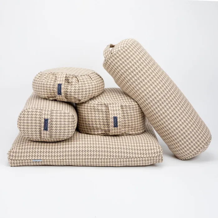 Houndstooth Beige Buckwheat Hull Zafu COVER ONLY DharmaCrafts Earrings