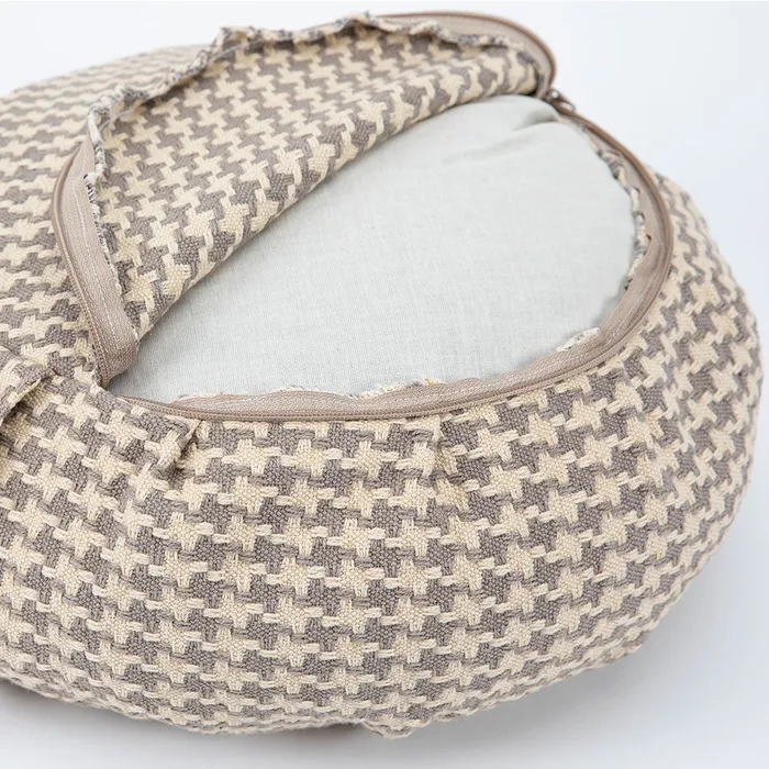 Houndstooth Beige Buckwheat Hull Zafu COVER ONLY DharmaCrafts Earrings