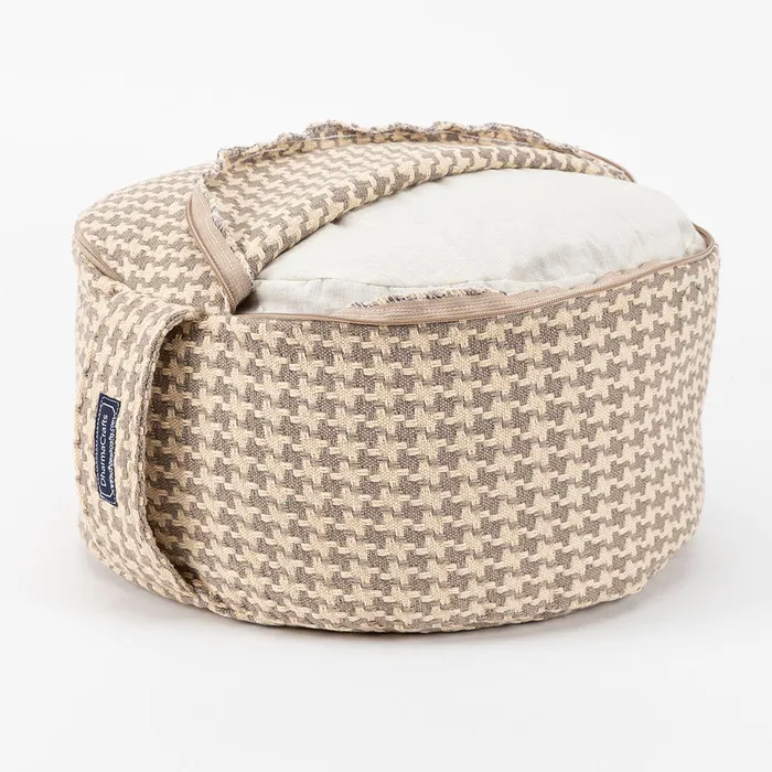 Houndstooth Beige Buckwheat Hull Zafu COVER ONLY DharmaCrafts Earrings