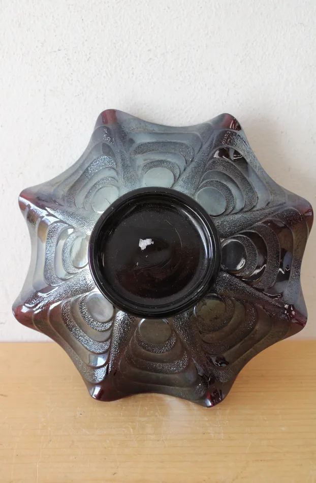 Imperial Carnival Glass Oil Slick Pansy Floral Ruffle Plate 85 Jubilee Thrift Rings