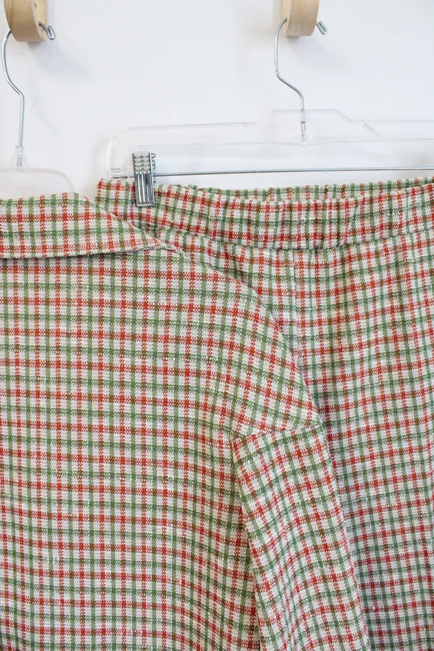Impressions Vintage Green Orange Plaid 2Piece Pant Suit Set 1718 Impressions Earrings