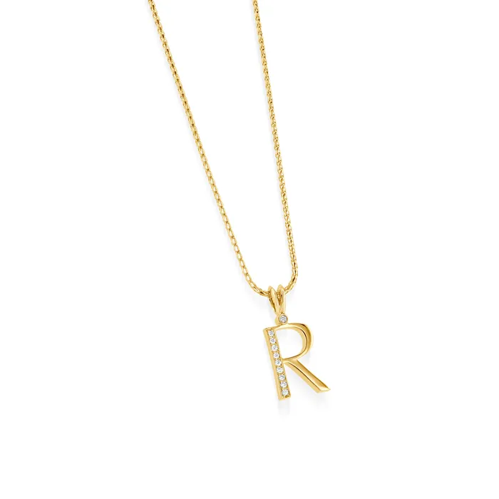 Initial R Diamond Medallion Pendant John Atencio Necklaces