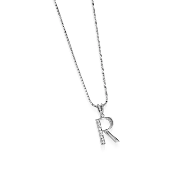 Initial R Diamond Medallion Pendant John Atencio Necklaces
