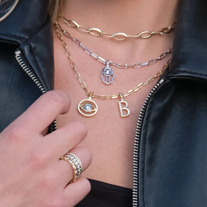Initial R Diamond Medallion Pendant John Atencio Necklaces