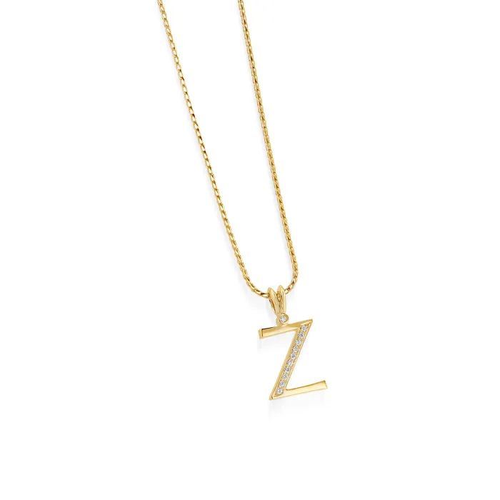 Initial Z Diamond Medallion Pendant John Atencio Necklaces