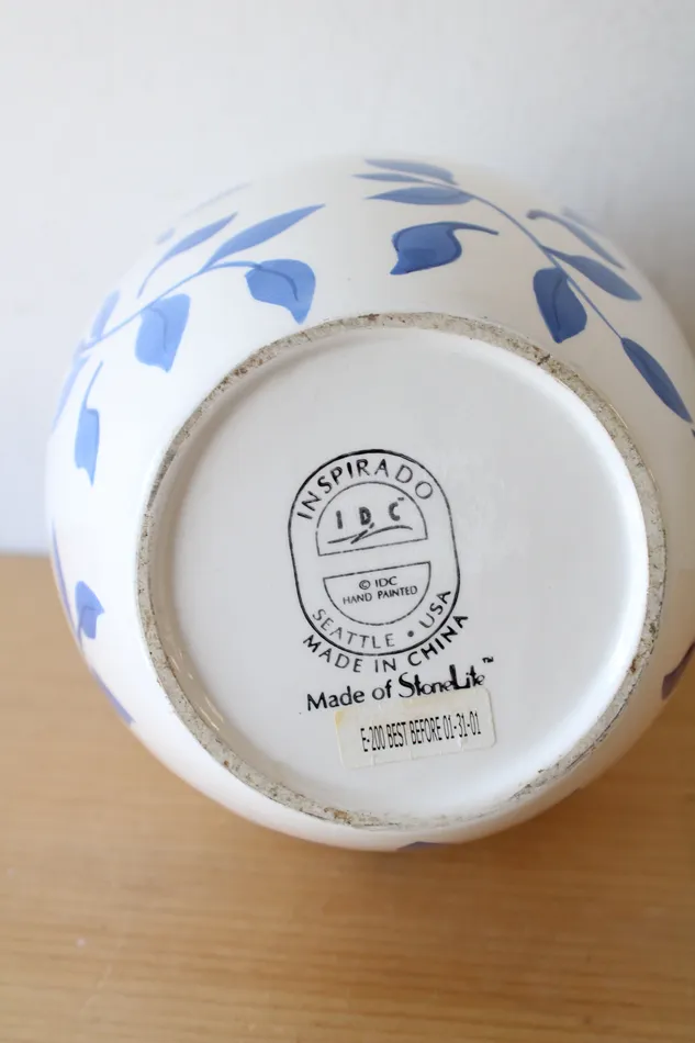 Inspirado Rings Inspirado StoneLite Hand Painted Blue Leaf Pattern Cannister