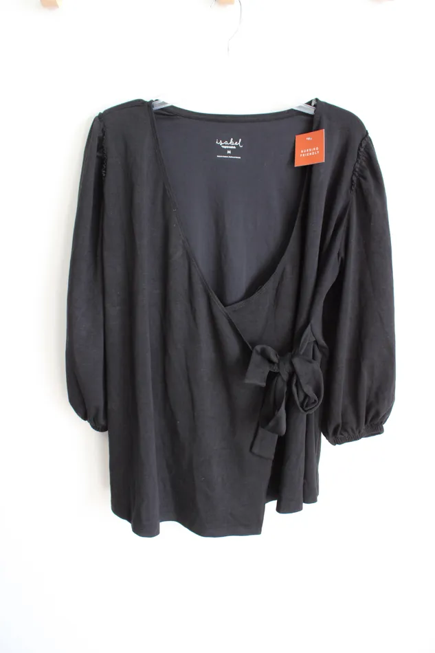 Isabel Rings Ingrid Isabel Black Wrap Nursing Friendly Top M