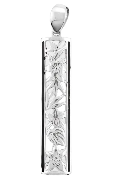 Island Fine Jewelry Sterling Silver Flowers of Hawaii Pendant 8mm Necklaces