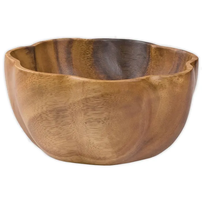 ISLANDERGRP Earrings Flowershaped Flared Acacia Wood Serving Bowl