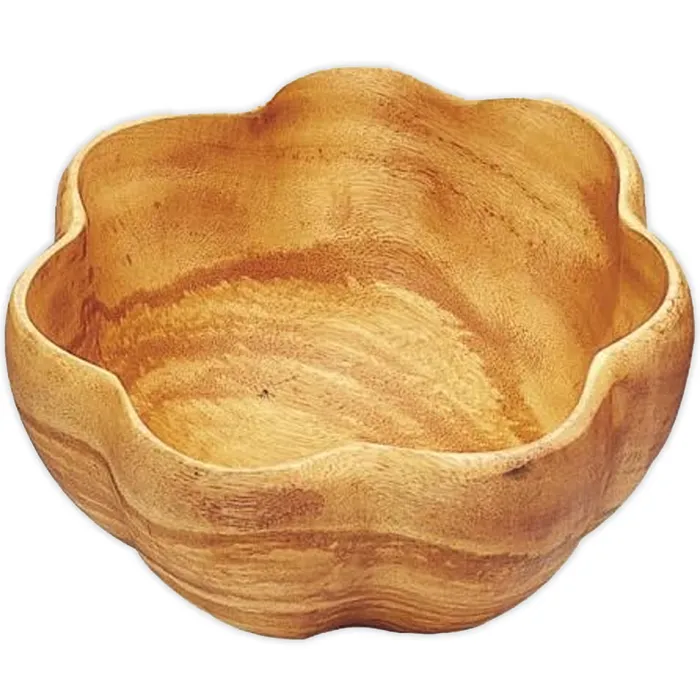 ISLANDERGRP Earrings Flowershaped Flared Acacia Wood Serving Bowl