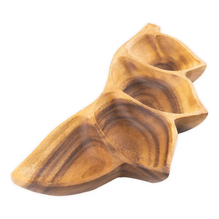 ISLANDERGRP Necklaces 4Compartment Bird of Paradise Acacia Wood Tray