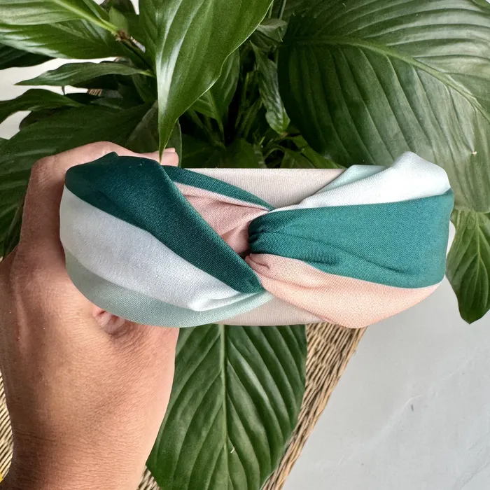 iszi ONLINE Alice Band Knot in Greens and Blush Rings
