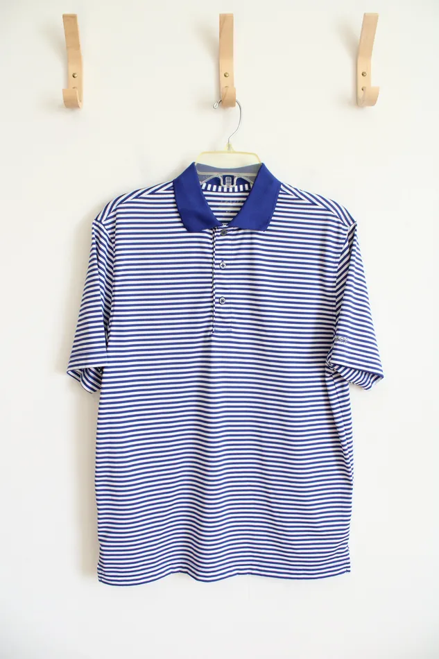 Izod Rings Izod Blue White Striped Polo Shirt S