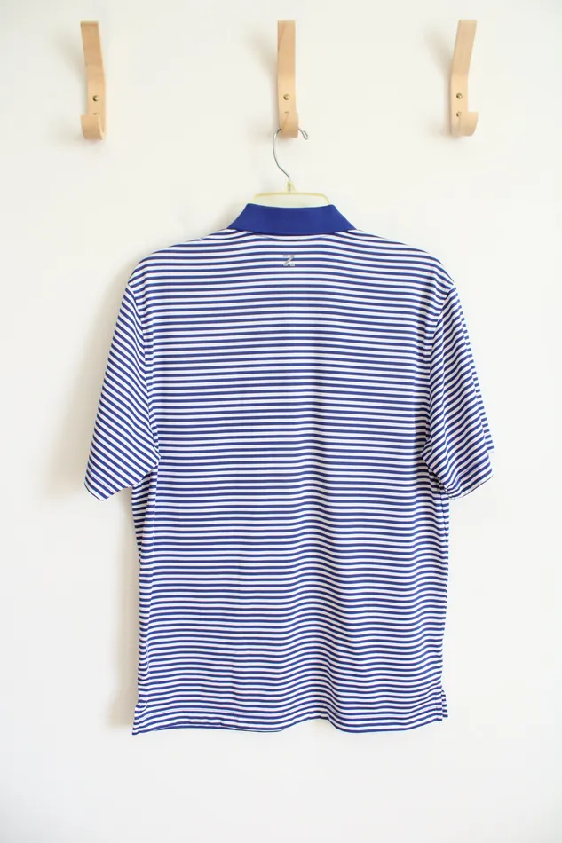 Izod Rings Izod Blue White Striped Polo Shirt S