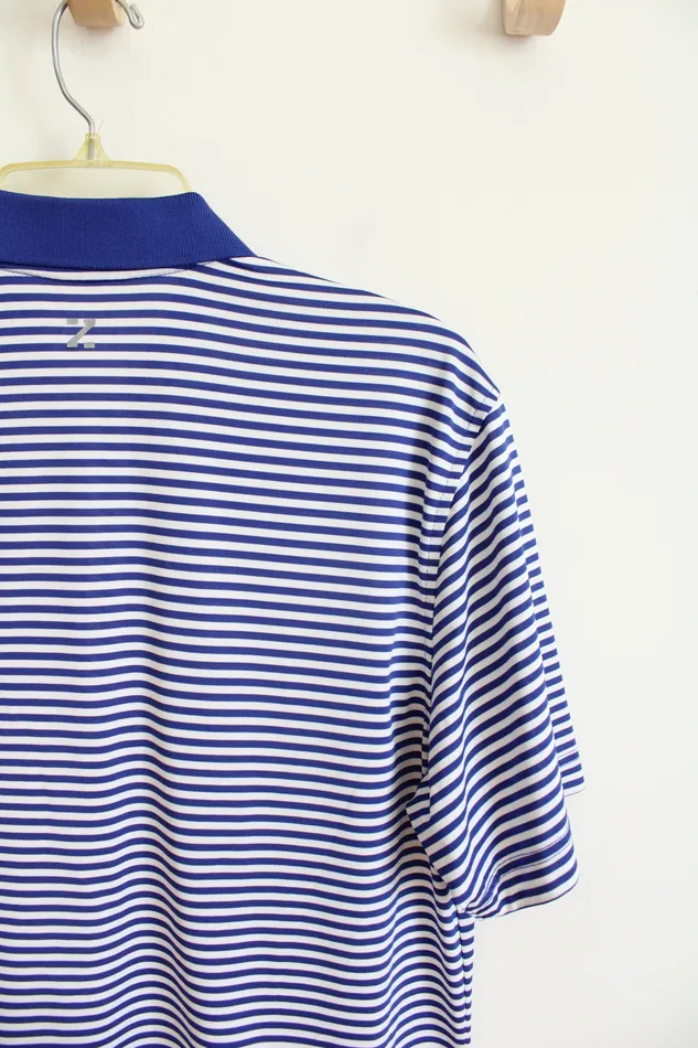 Izod Rings Izod Blue White Striped Polo Shirt S