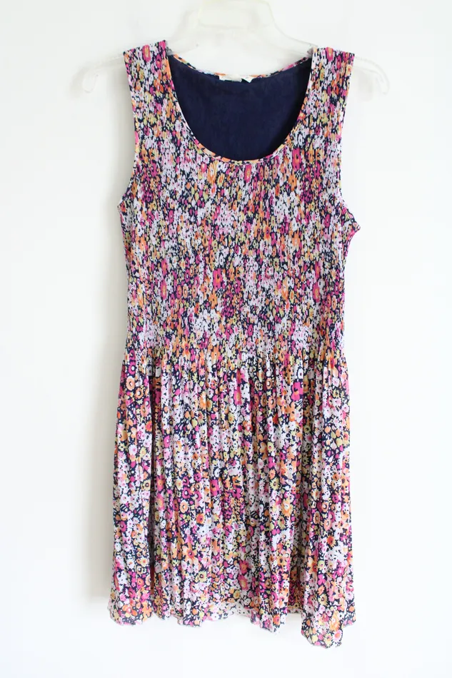Jane Delancey Pink Blue Chiffon Pleated Floral Dress M Jane Delancey Rings