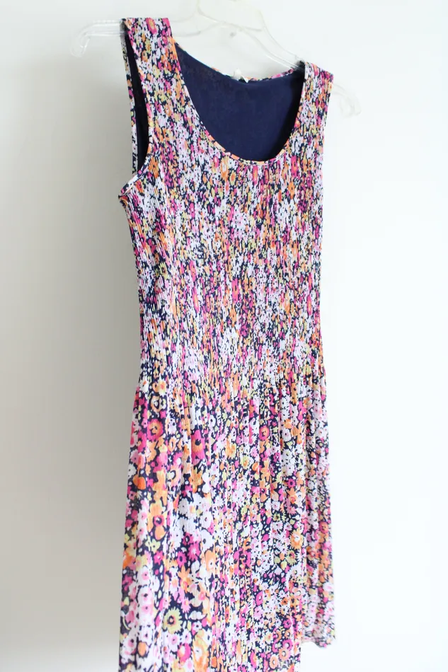 Jane Delancey Pink Blue Chiffon Pleated Floral Dress M Jane Delancey Rings