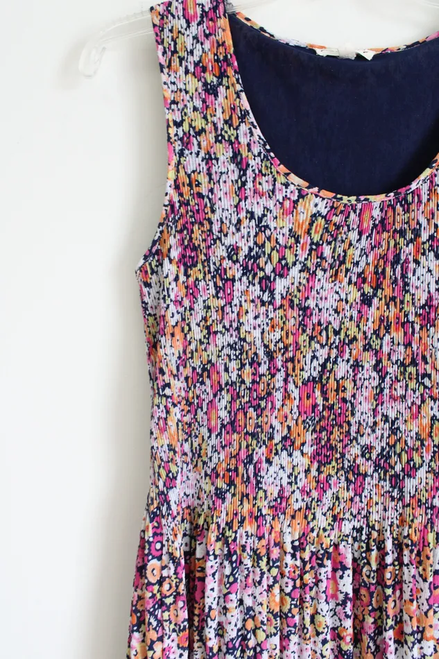 Jane Delancey Pink Blue Chiffon Pleated Floral Dress M Jane Delancey Rings