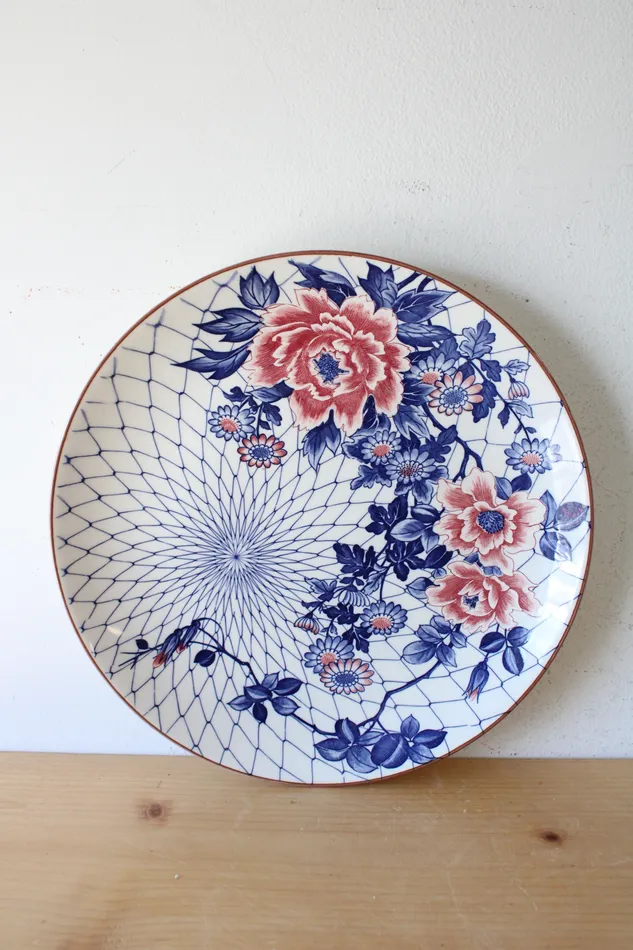Japanese Vintage Pink Blue Floral Platter 125 Jubilee Thrift Rings