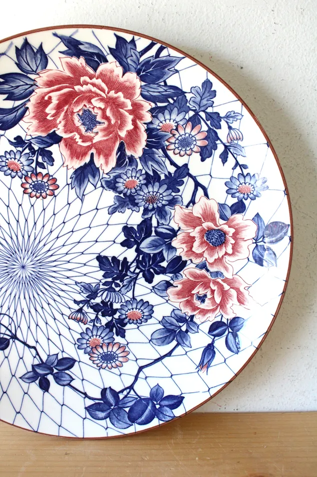Japanese Vintage Pink Blue Floral Platter 125 Jubilee Thrift Rings