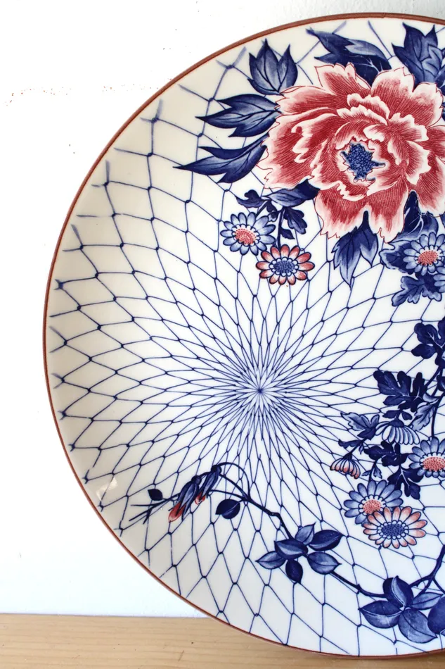 Japanese Vintage Pink Blue Floral Platter 125 Jubilee Thrift Rings