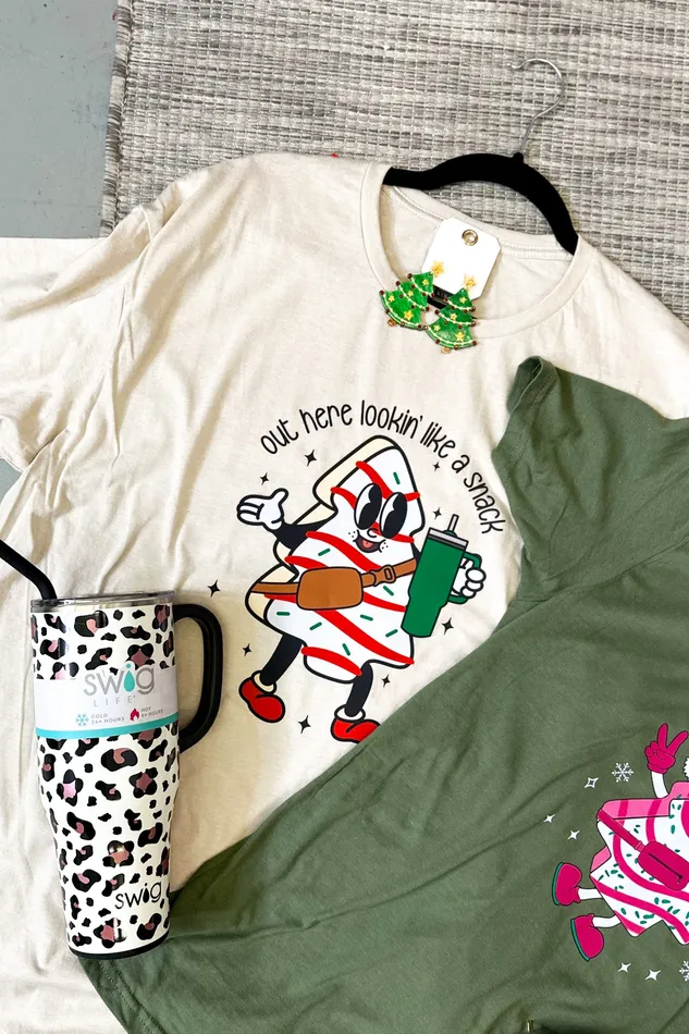 JL Franklins Earrings Lookin Like A Snack Graphic Tee Sand