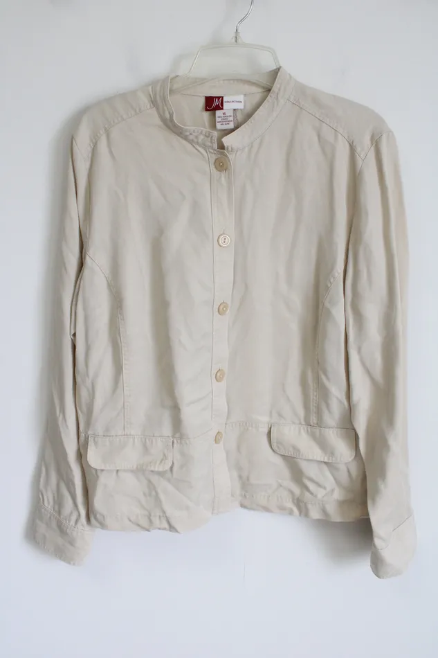 JM Collection Earrings JM Collection Tan Lyocell Lightweight Jacket 16