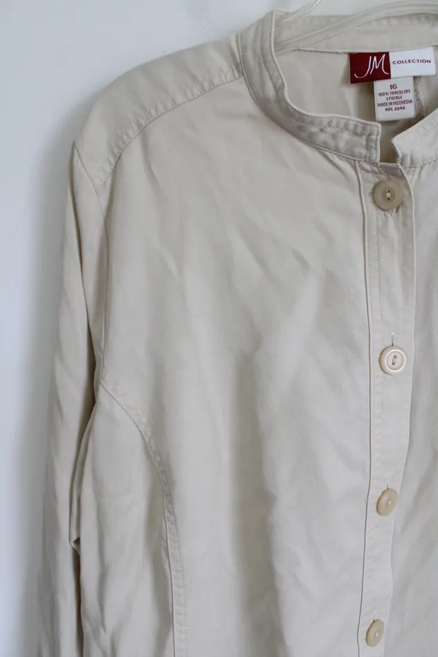 JM Collection Earrings JM Collection Tan Lyocell Lightweight Jacket 16
