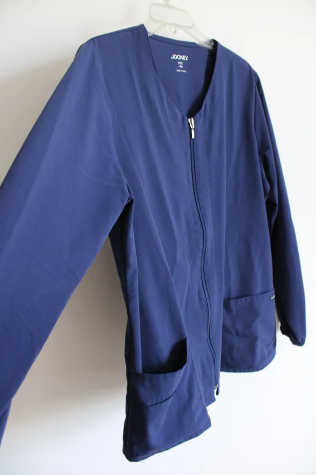 Jockey Jockey Navy Blue Zip Up Scrub Top M Rings