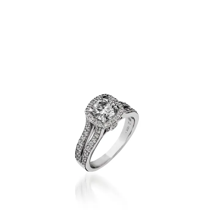 John Atencio Chiffon Round White Gold Engagement Ring Rings