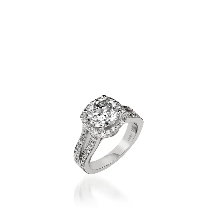 John Atencio Chiffon Round White Gold Engagement Ring Rings