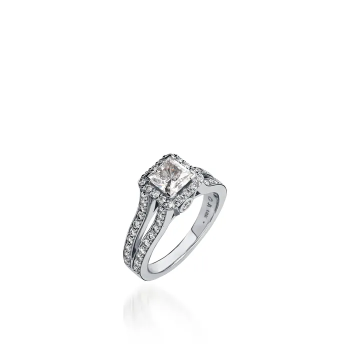 John Atencio Rings Chiffon Princess Cut White Gold Engagement Ring