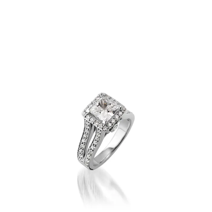 John Atencio Rings Chiffon Princess Cut White Gold Engagement Ring
