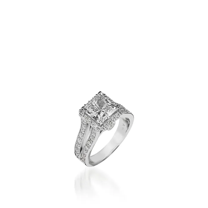 John Atencio Rings Chiffon Princess Cut White Gold Engagement Ring