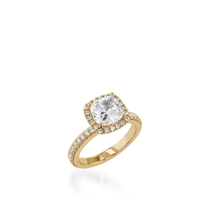 John Atencio Rings Majesty Cushion Yellow Gold Engagement Ring
