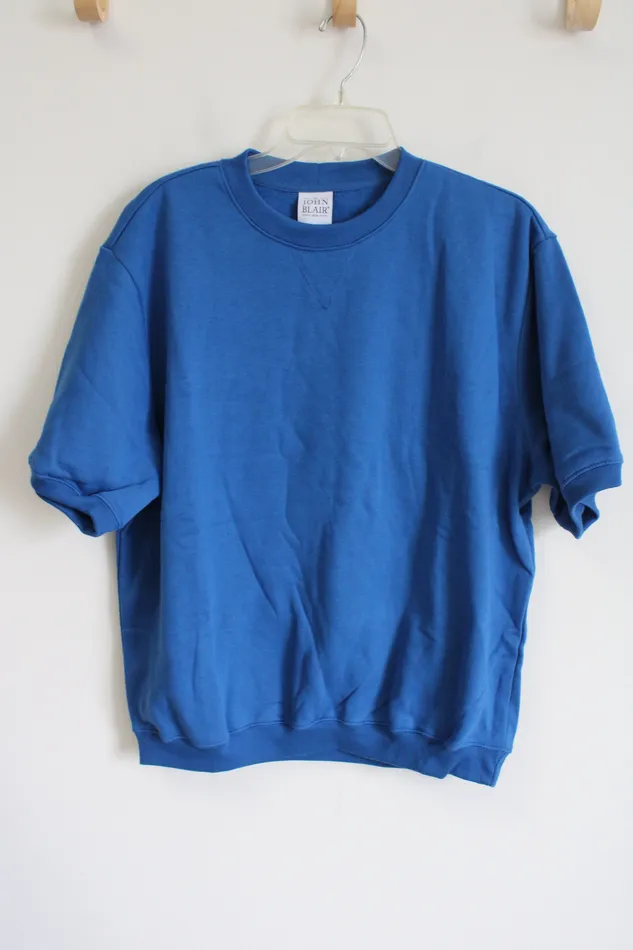 John Blair Blue Fleece Lined Short Sleeved Sweatshirt L John Blair Rings