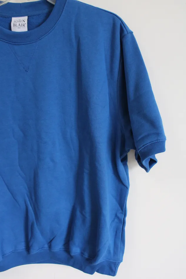 John Blair Blue Fleece Lined Short Sleeved Sweatshirt L John Blair Rings